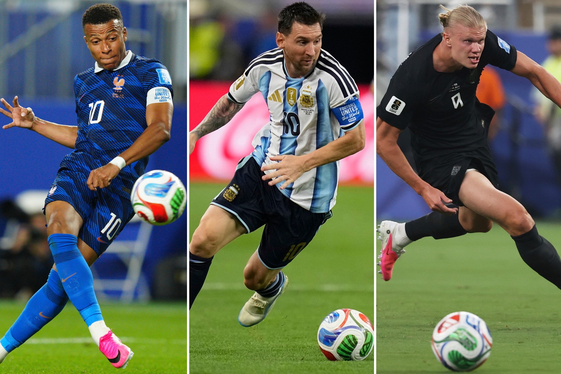 Fotbalist stangaci Lionel Messi cu mingea la picior