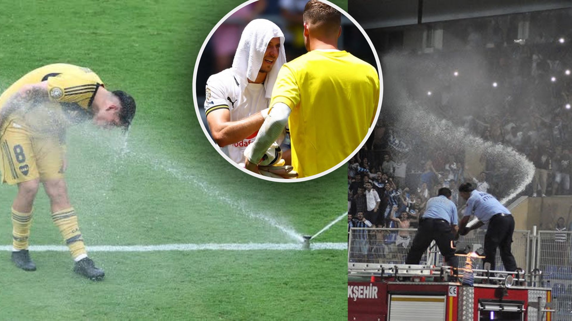 Stadion de fotbal în timpul unei zile caniculare
