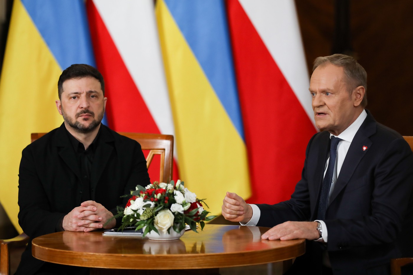 Președintele Poloniei, Karol Nawrocki, și președintele Ucrainei, Volodimir Zelenski