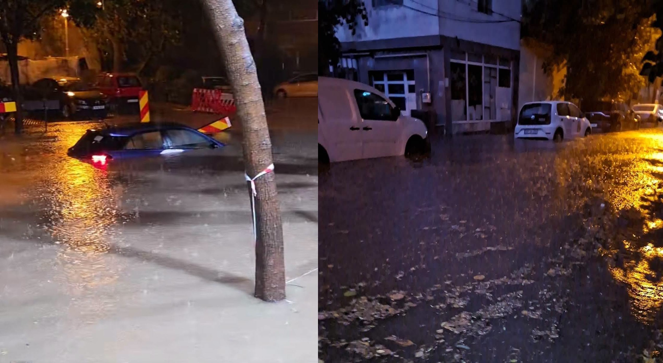 Pompieri intervenind în urma furtunii