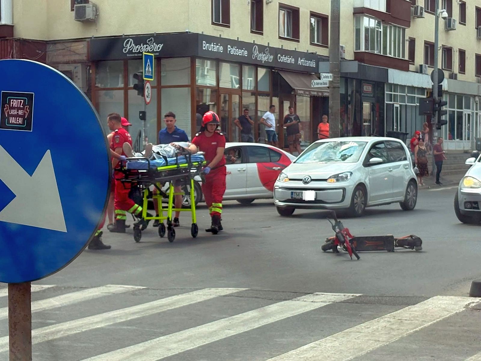 Intersecție rutieră din Timișoara unde a avut loc un accident.