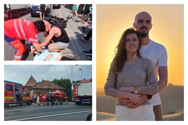 Medici acordand primul ajutor victimelor unui accident rutier